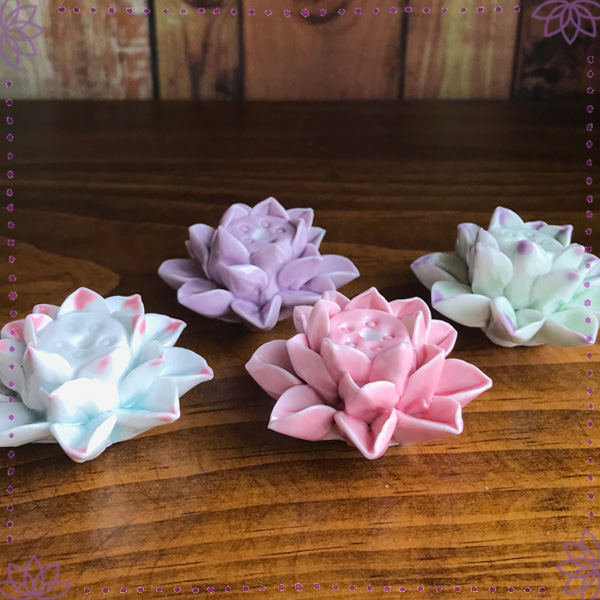 蓮のお香立て(陶器)